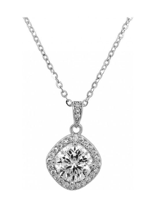 Κολιέ Ασήμι 925 Ροζέτα Moissanite 6.5mm 1.0ct D