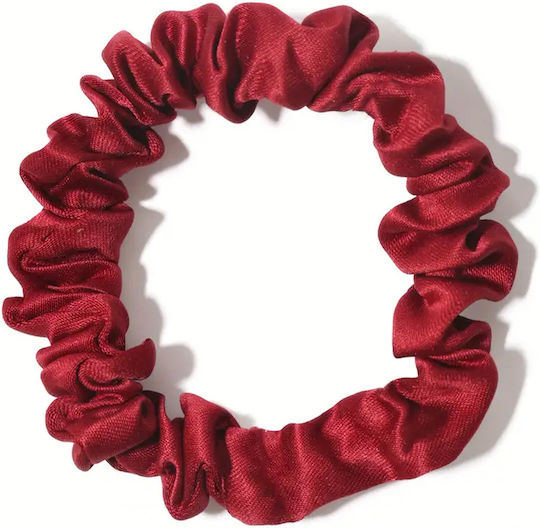 Classic Scrunchie Hair In Ruby Red Minimalist Satin Pleated