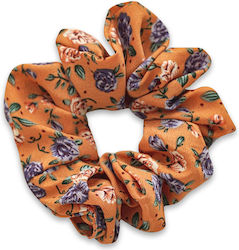 Classic Scrunchie Hair In Cotton Flowered Spring Orange