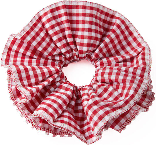 Scrunchy Maxi Haargummi In Vichy Samt Vintage Rote