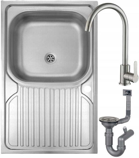 Deante Chiuvetă Bucătărie Drop-In Inox cu Robinet 80x50cm Gri