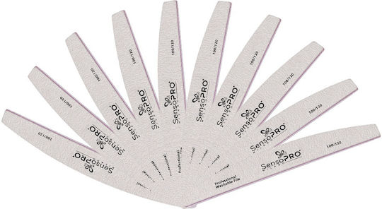 Set 10 Semilunar Nail Files Grit 100/120 Sensopro Milano