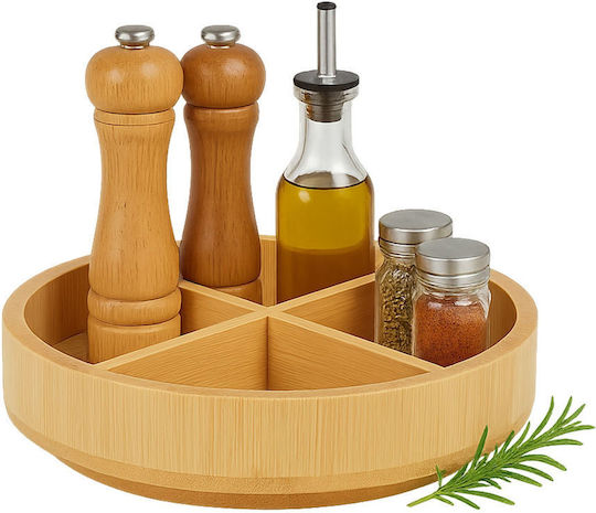 Relaxdays Rotating Spice Organizer Bamboo Brown
