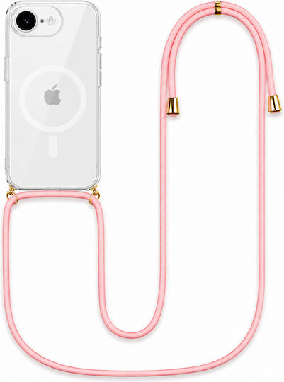 Калъф Силиконов С Корда Розов Iphone 17 Pro Max Прозрачен Magline