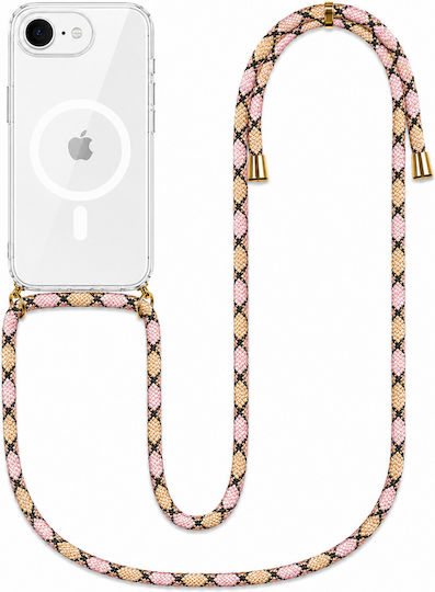Калъф Силиконов С Връв Розов Мотив Iphone 17 Pro Max Прозрачен Magline