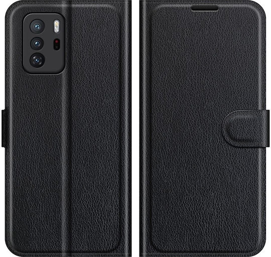 Tel1 Xiaomi Poco X3 Gt Litchi Texture Horizontal Flip Θήκη Βιβλίο Black