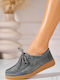 Leather Women's Moccasins in Grey Color