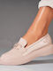 Leder Damen Mokassins in Beige Farbe
