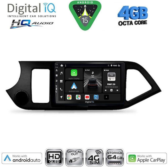 Digital IQ Car Audio System for Kia Picanto 2011-2017 (Bluetooth/USB/WiFi/GPS/Apple CarPlay/Android Auto) with 9" Touch Screen