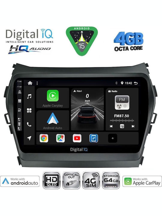 Digital IQ Car Audio System for Hyundai iX45 / Santa Fe 2013-2017 (Bluetooth/USB/WiFi/GPS/Apple CarPlay/Android Auto) with 9" Touch Screen