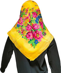Traditional Headscarf Thrace Multicolor Floral 90x90cm Mark196 Yellow