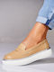 Leather Women's Moccasins in Beige Color