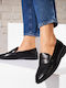 Damen Mokassins in Schwarz Leder
