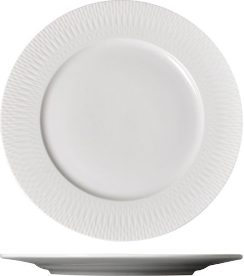 Prestige Elegance Shallow Porcelain White Plate with Diameter 27cm