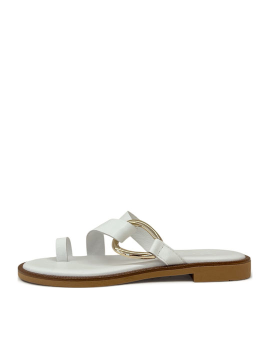 Lady Shoes Leather White Sandals