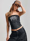 Women's Corset Strapless Black Blouse