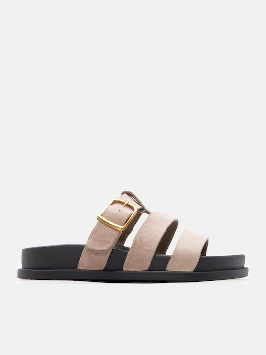 Luigi Damen Flatforms Beigen Sandalen