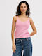 Women's Sleeveless Blouse with V-Neckline Pink
