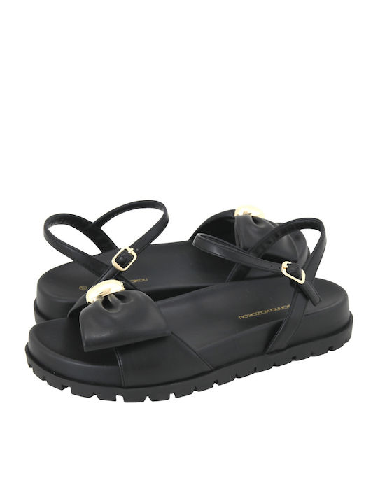 Nether Leather Women's Flat Sandals Black