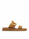 Deri Leder Flache Damen Sandalen Flatforms Braune