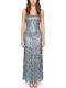 Summer Maxi Evening Strapless Blue Dress