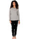 Nina Club Winter Women's Cotton Pajama Set Gray