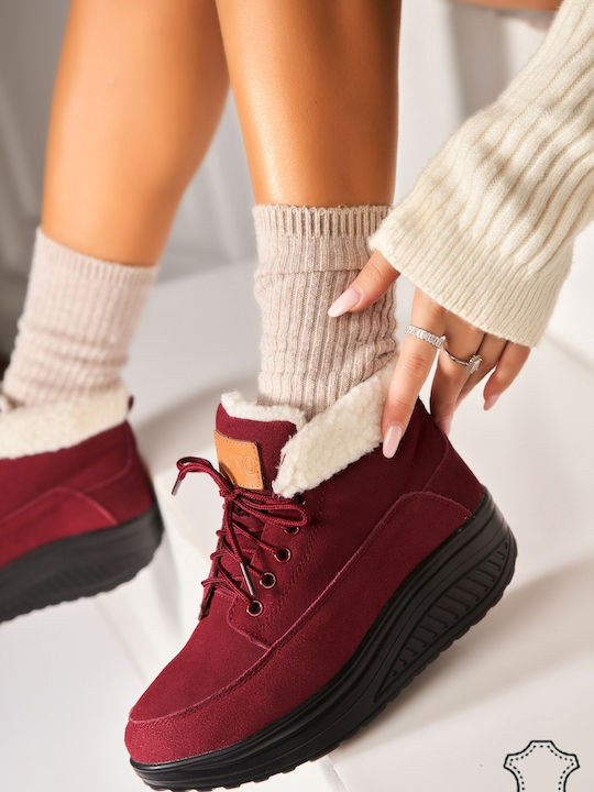 Ghete Dama Din Catifea Burgundy