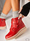 Leder Damen Stiefeletten Rot