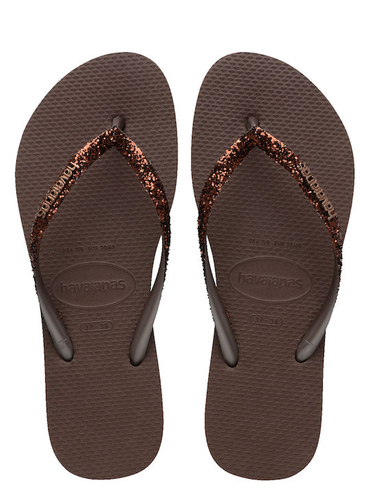 Slim Glitter Ii Flip Flops in Brown Colour