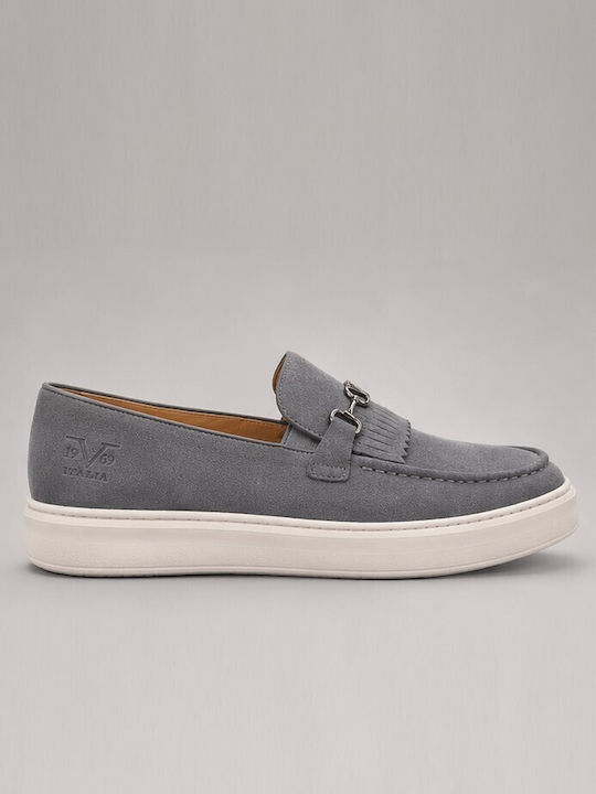 19V69 Suede Men's Loafers in Gray Colour