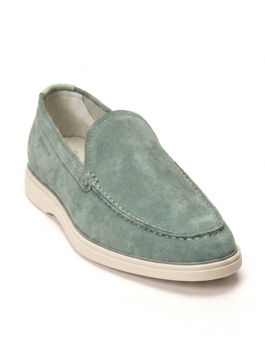Suede Men's Loafers In Green Colour