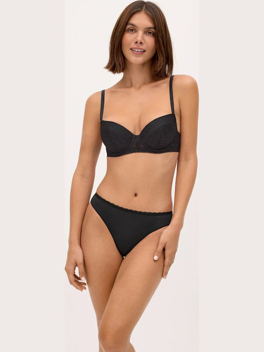 Ysabel Mora Damen-String Mit Spitze Schwarz