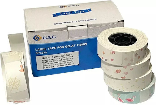 G&G Αυτοκόλλητες Ετικέτες σε Ρολό για Εκτυπωτή Ετικετών 15x30mm 5τμχ