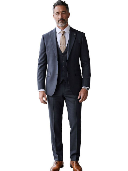 Men's Suit with Vest Blue