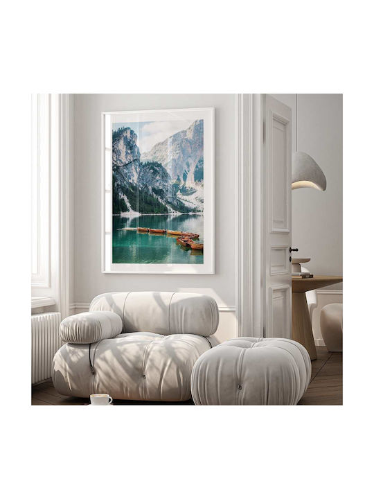 Poster Boats In Braies Lake Pst25108 40cm X 50c...