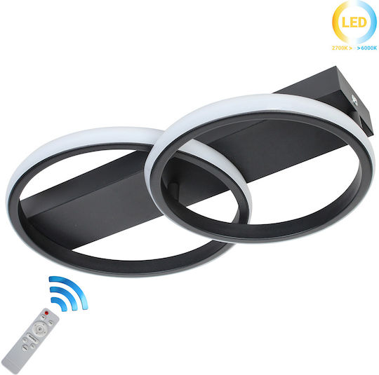Keskor Plafonieră de Tavan 41cm Neagră cu LED Integrat