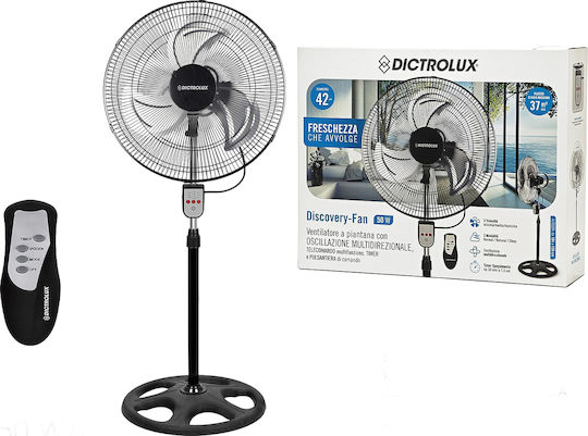 DictroLux Discovery-Fan Pedestal Fan 50W Diameter 42cm with Remote Control Black