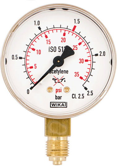 Mestriner Druckmessgerät & Gasregler für Acetylen Manometer 2,5 Bar 1/2''