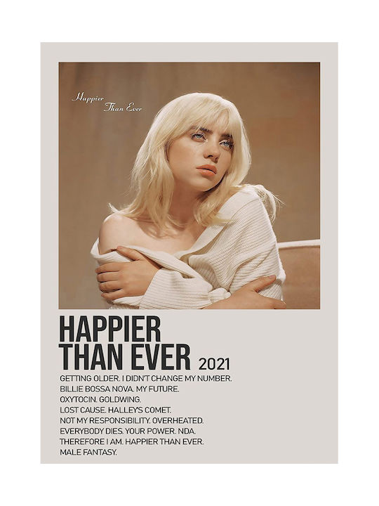 Music Poster Billie Eilish Happier Than Ever Ms...