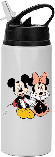 Παγούρι Mickey Mouse 600ml Λευκό Μαύρο Καπάκι