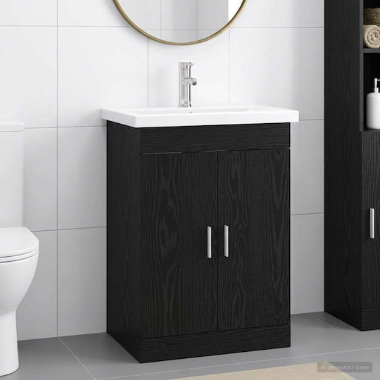 vidaXL Badezimmer Waschtisch-Einheit M61xB40xH84.5cm Schwarze Eiche
