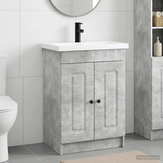 vidaXL Vanity Unit with Washbasin M56xW37.5xH81cm Concrete Grey