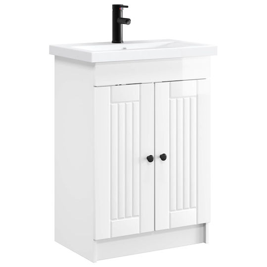 vidaXL Badezimmer Waschtisch-Einheit mit Waschbecken M78.5xB37.5xH81cm Weiß