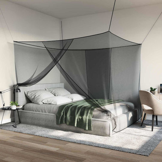 vidaxl Camping Mosquitos Nest Bed 156 Mesh Black 220 x 150 x 180 cm