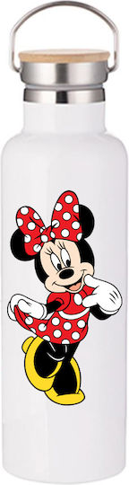 Photoretous Thermosflasche Mickey Mouse 750ml Bambus Weiß