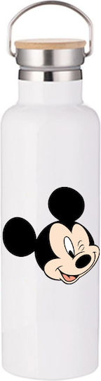 Photoretous Thermosflasche Mickey Mouse 750ml Bambus Weiß