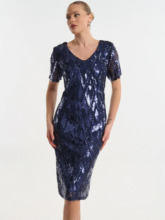 Summer Midi Evening Dress Blue 05-9524-Blue