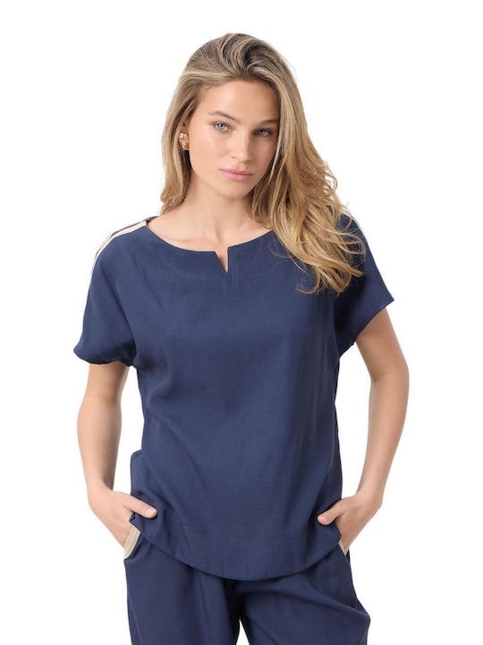 Passager Women's Blouse Short Sleeve Blue