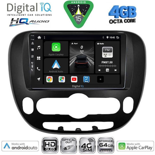 Digital IQ Ηχοσύστημα Αυτοκινήτου για Kia Soul 2014 (Bluetooth/USB/WiFi/GPS/Apple-Carplay/Android-Auto) με Οθόνη Αφής 9"