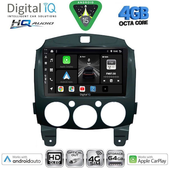 Digital IQ Car Audio System for Mazda 2 2007-2014 Bluetooth USB WiFi GPS Apple CarPlay Android Auto with 9" Touch Screen